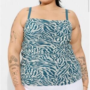 Torrid zebra white Stretch Mesh Cropped Shirred Cami